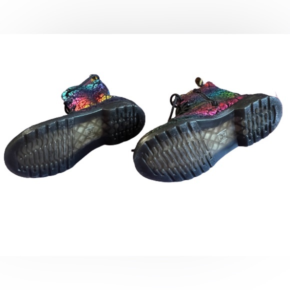 Dr. Martens 1460 Pascal Croc Metallic Suede Boots Black Rainbow Size 3 - Picture 7 of 7